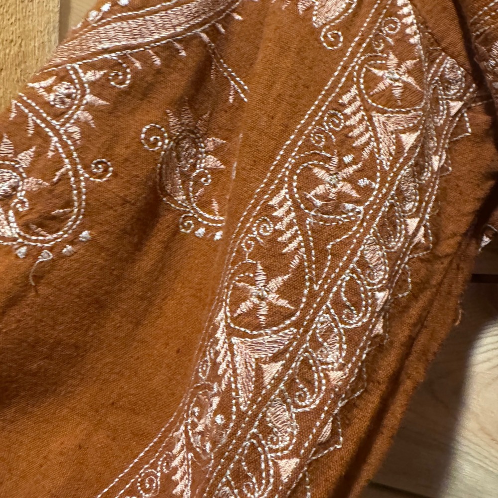Free People Azalia Rust Brown Embroidered Long‎ Sleeve Romper Boho Small - Picture 4 of 8